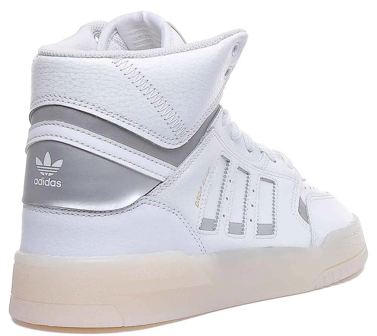 Adidas Drop Step Leather High Top Trainers In Whitsilver For Men