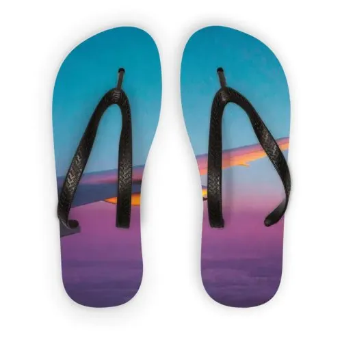 Adult Flip Flops - Customizable Printed Fabric, Durable Foam, Non-Crumble, Gripped Sole