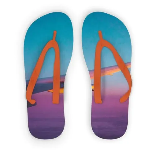 Adult Flip Flops - Customizable Printed Fabric, Durable Foam, Non-Crumble, Gripped Sole