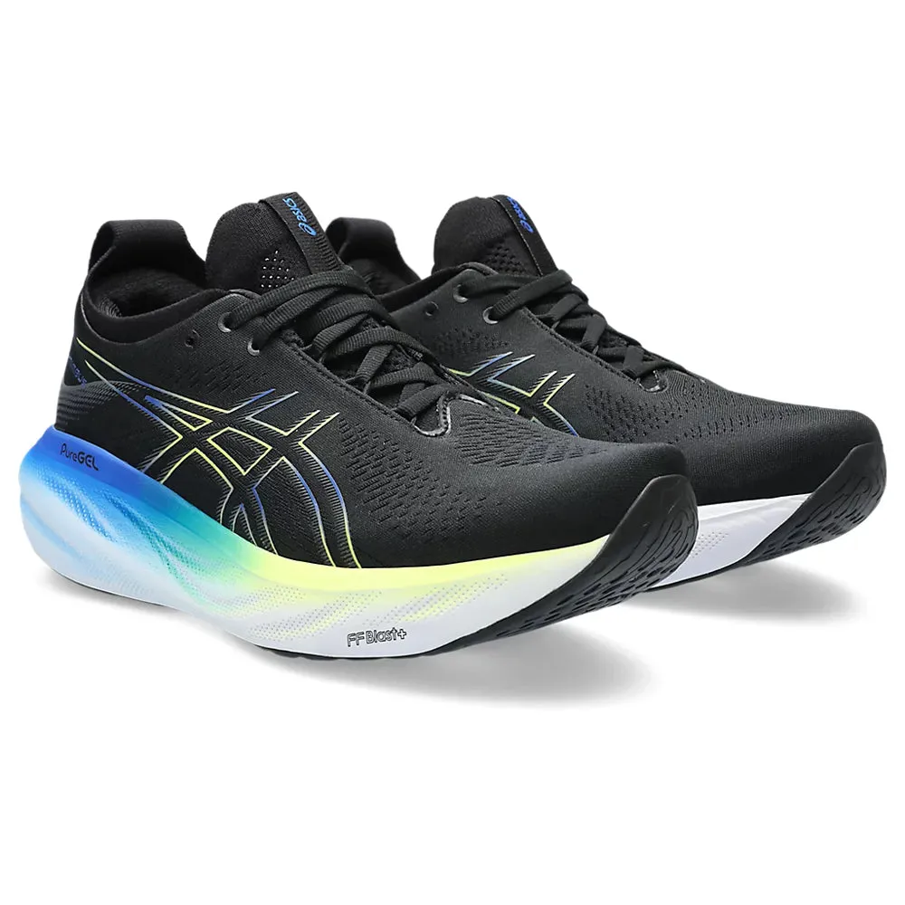 ASICS GEL NIMBUS 25 (W) - (BLACK/ GLOW YELLOW) RUNNING SHOES