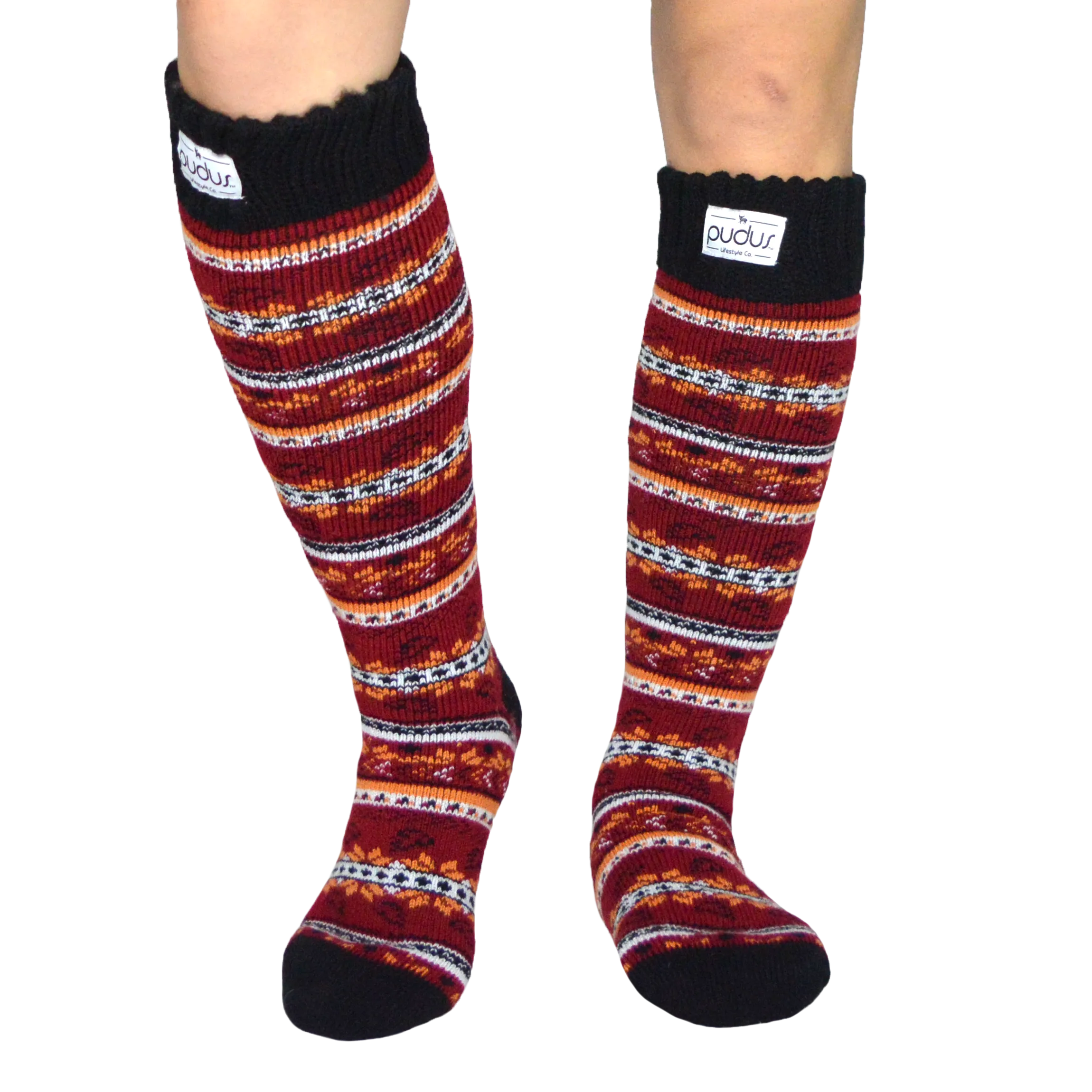 Autumn Red Boot Socks Adult Tall