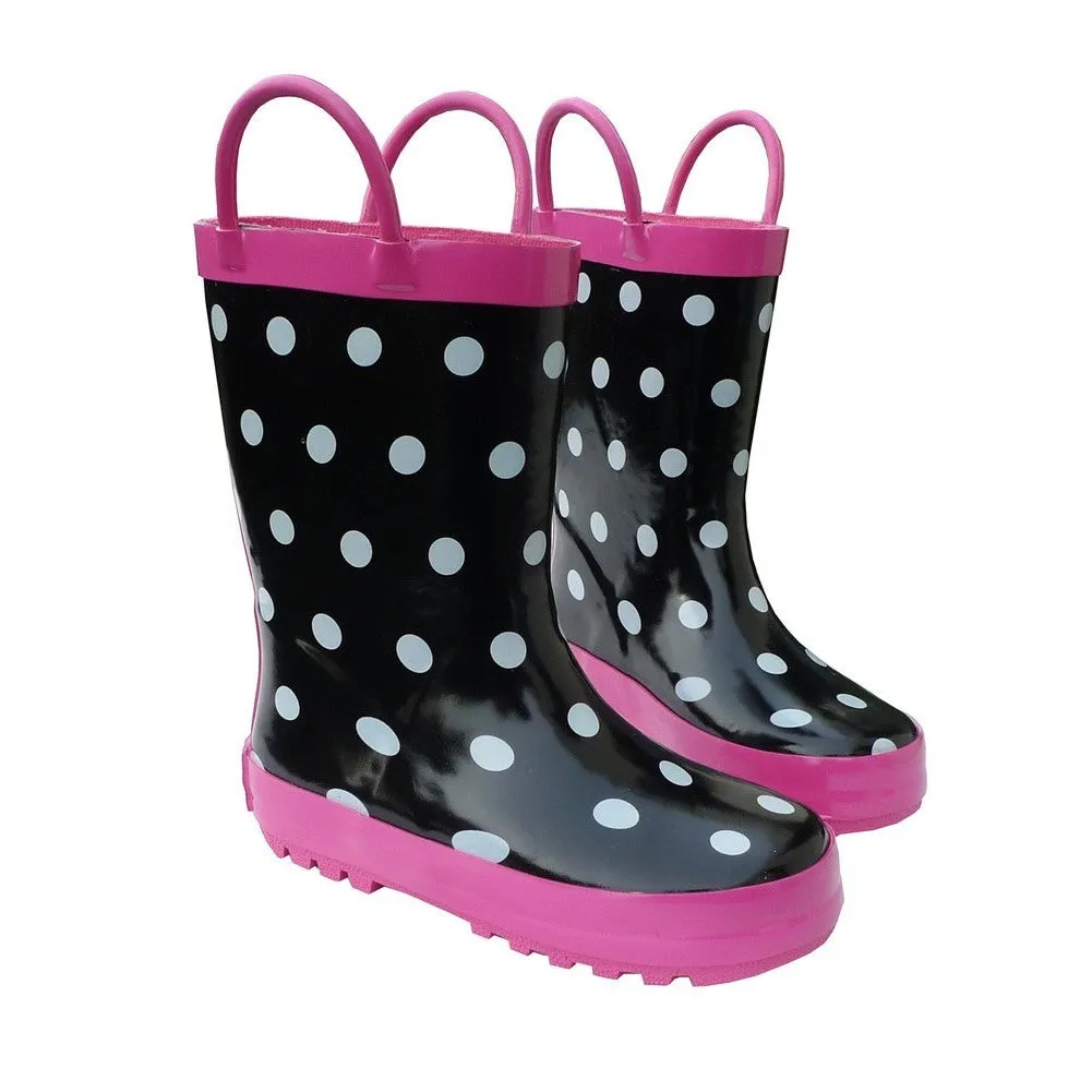 Black & White Toddler Boys Girls Rain Boots 5-10