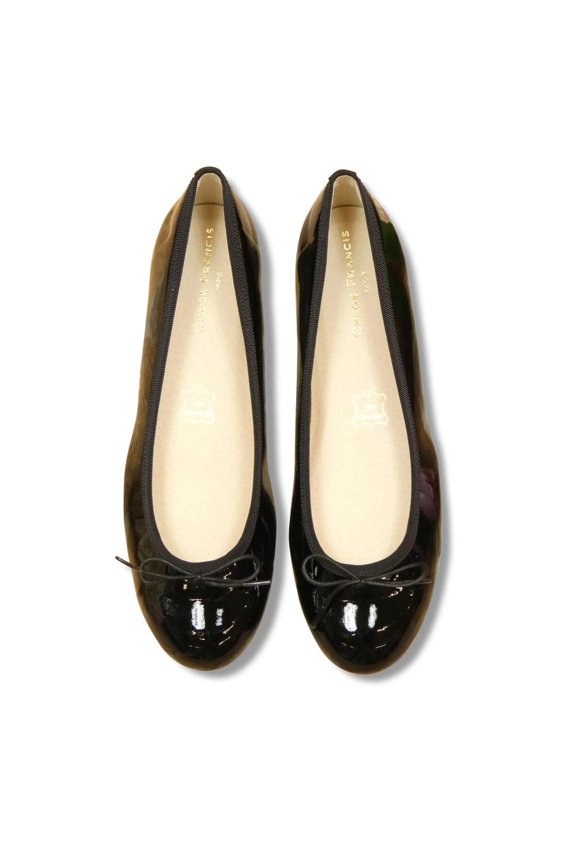 Black Enamel Flats