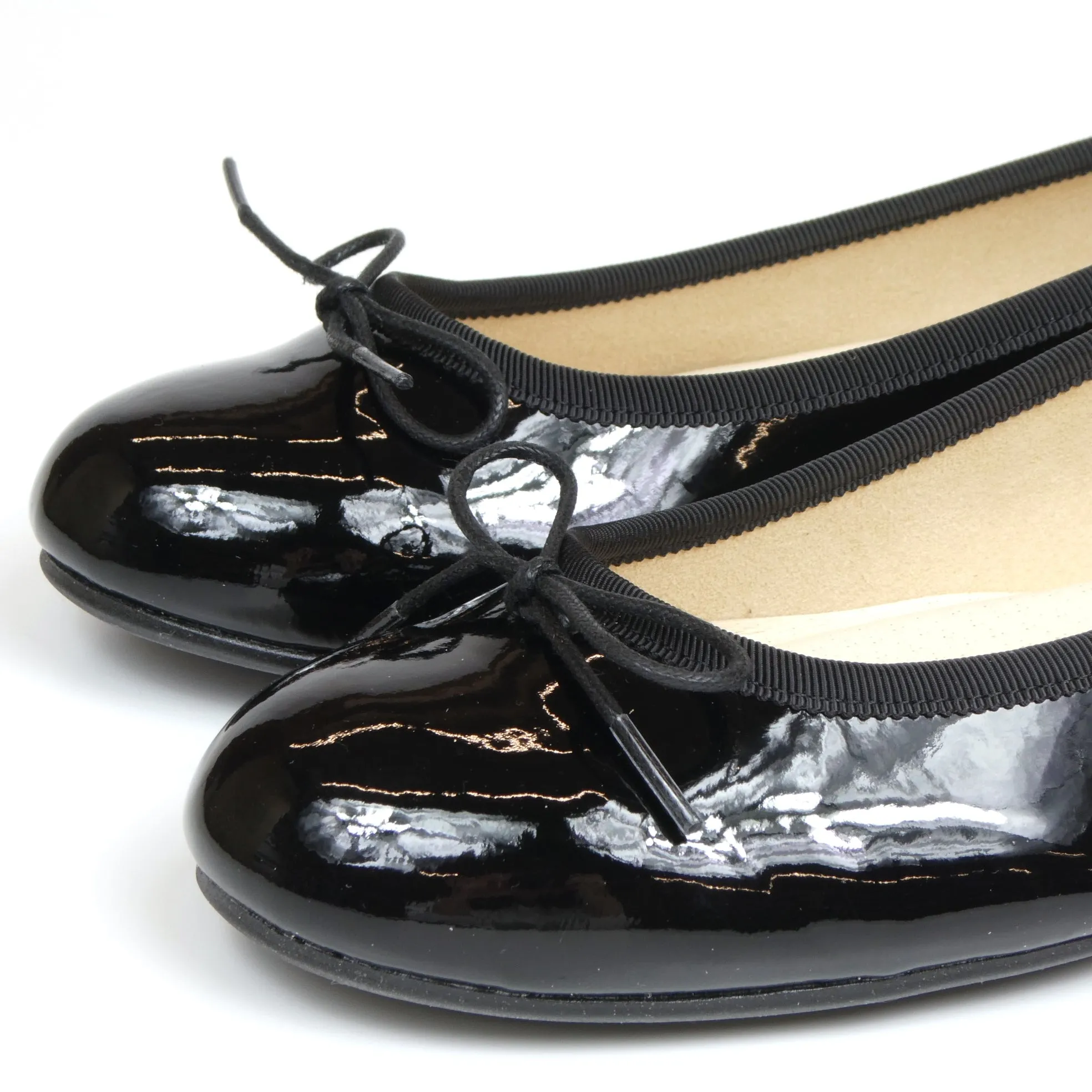 Black Enamel Flats