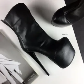 Black High Heel Platform Boots