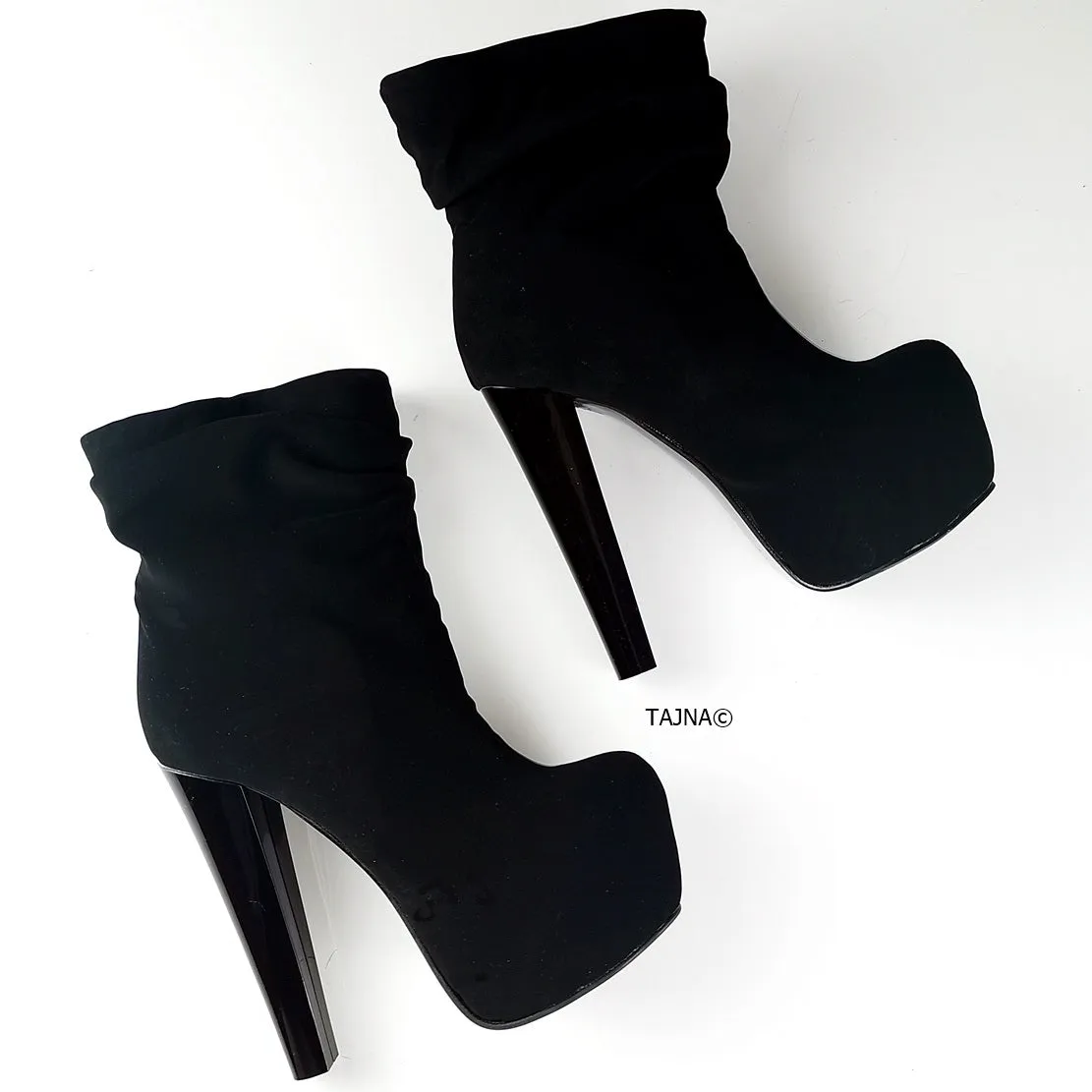 Black Suede Hooded Ankle Booties