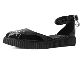 Black TUKskin™ Pointed Kitty Face Sandal