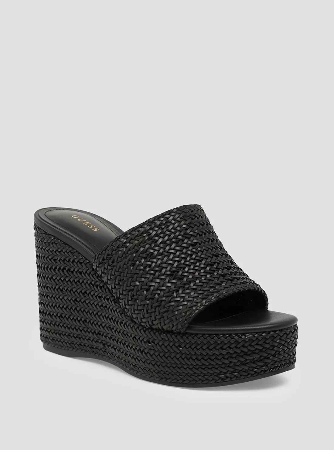 Black Yenisa Woven Wedge Sandal