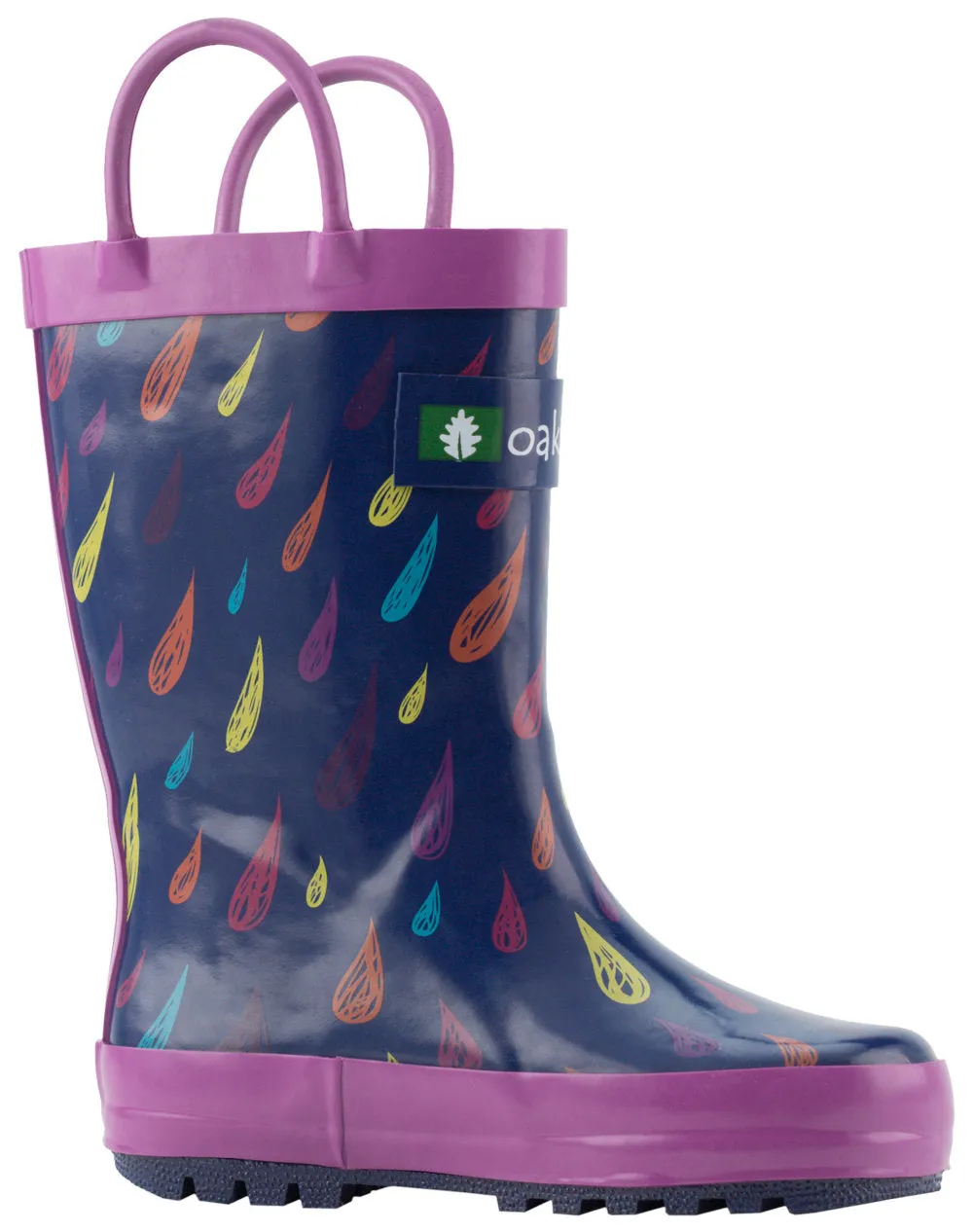 Colorful Raindrops Loop Handle Rubber Rain Boots