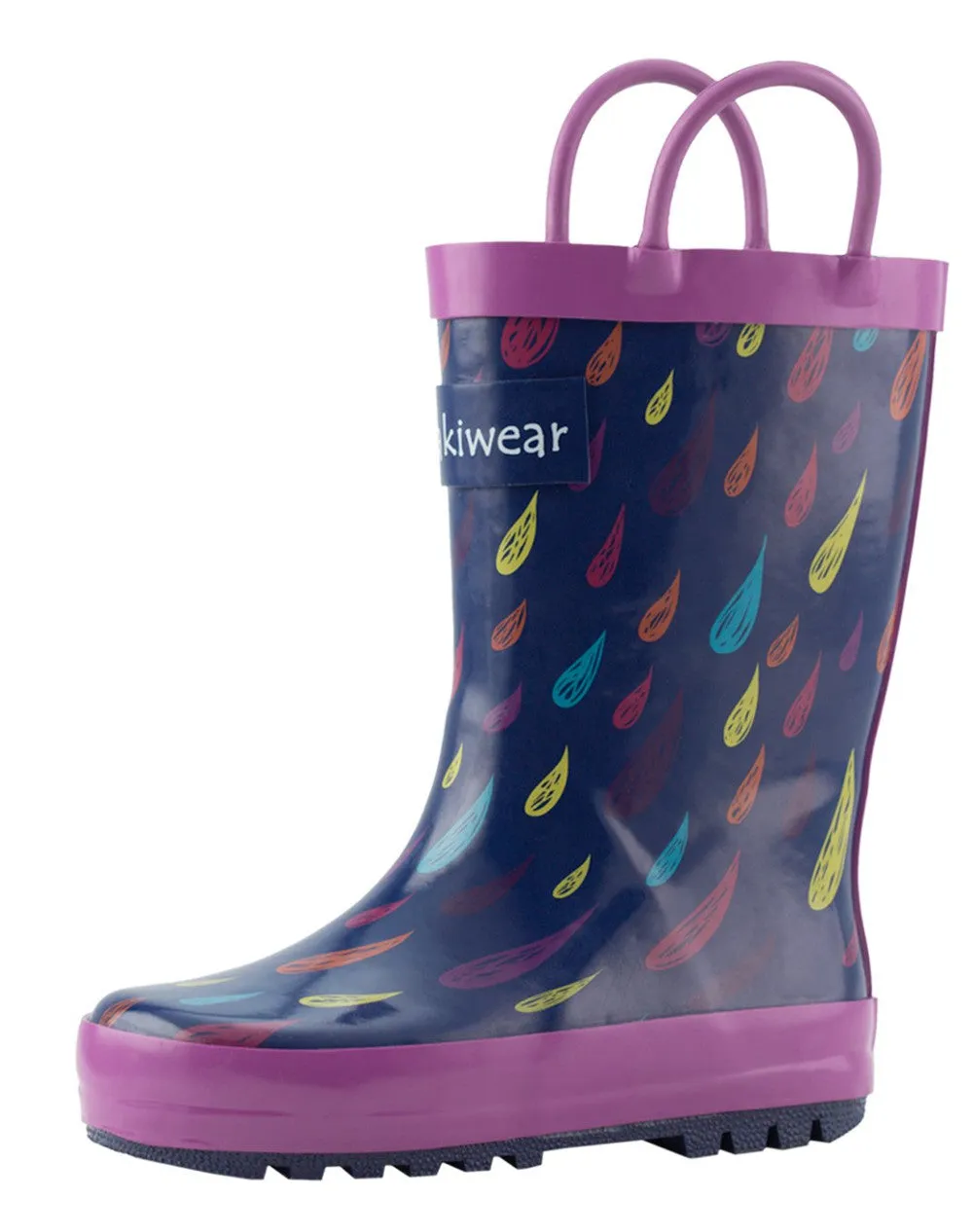 Colorful Raindrops Loop Handle Rubber Rain Boots