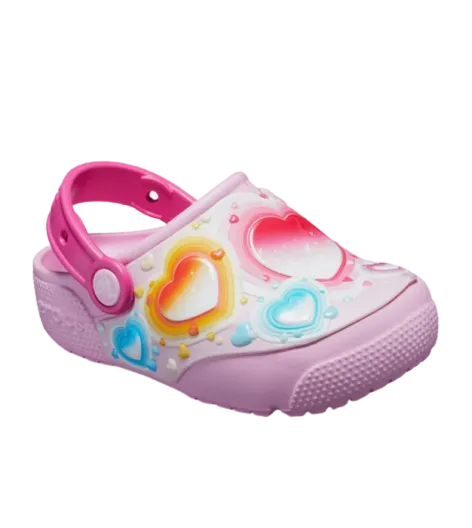 Crocs Kids&#39; Lifestyle 205648-6I2 Crocsfl Heart Lights Clog Multicolor Slippers.