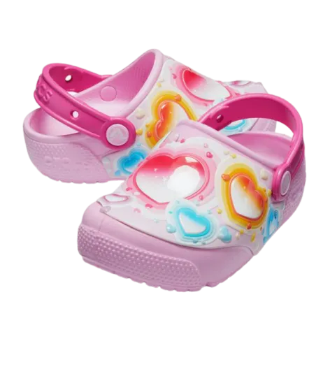 Crocs Kids&#39; Lifestyle 205648-6I2 Crocsfl Heart Lights Clog Multicolor Slippers.