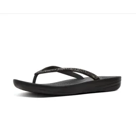 Fitflop R08-001 Iqushion Sparkle Ladies Black Toe Post Sandals