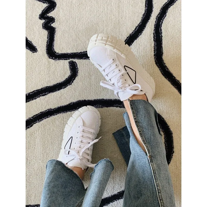 Funki Buys | Shoes | Women's Chunky Heeled Canvas Sneakers