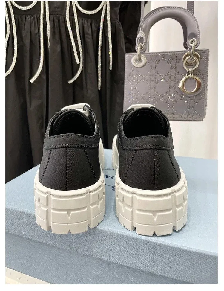 Funki Buys | Shoes | Women's Chunky Heeled Canvas Sneakers