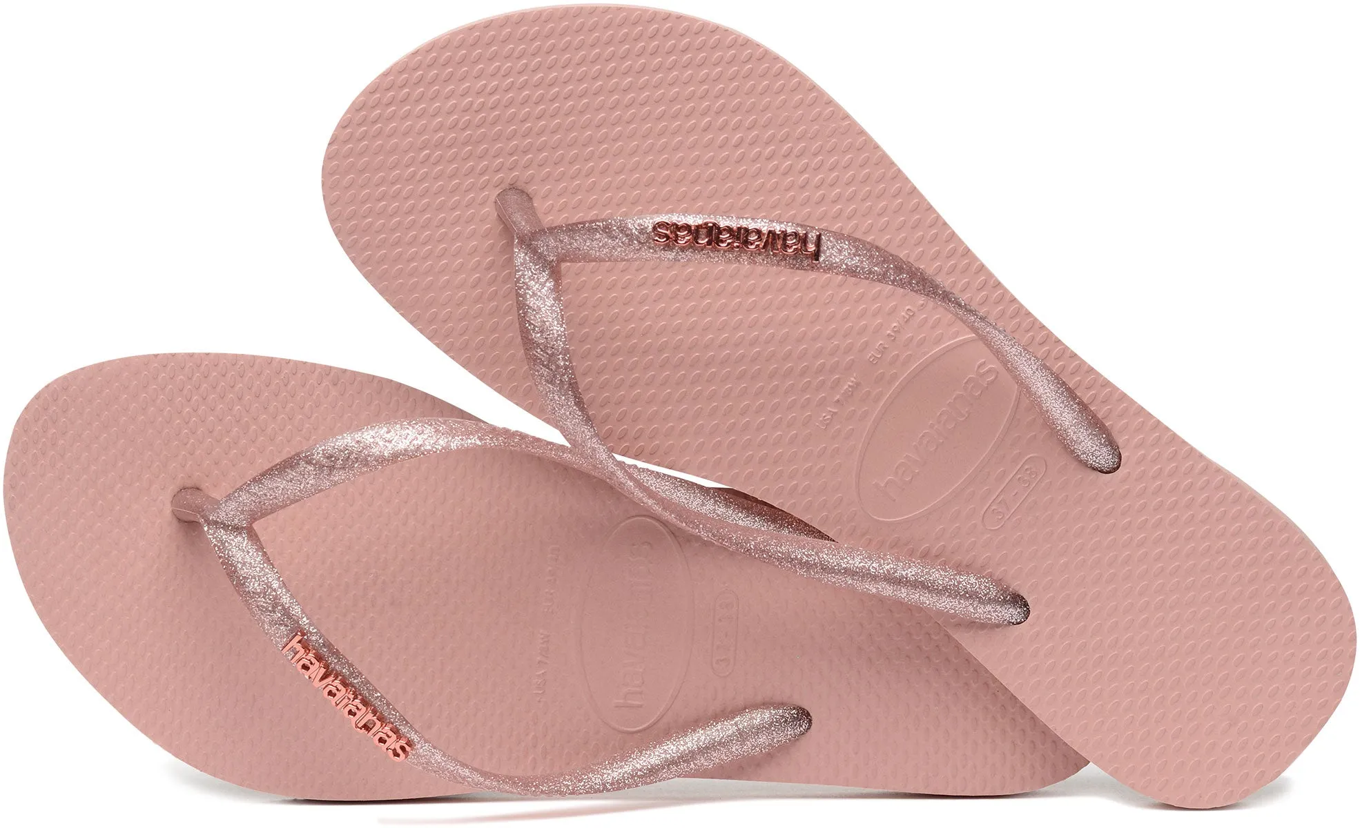 Havaianas Slim Logo Metal In Rose For Women