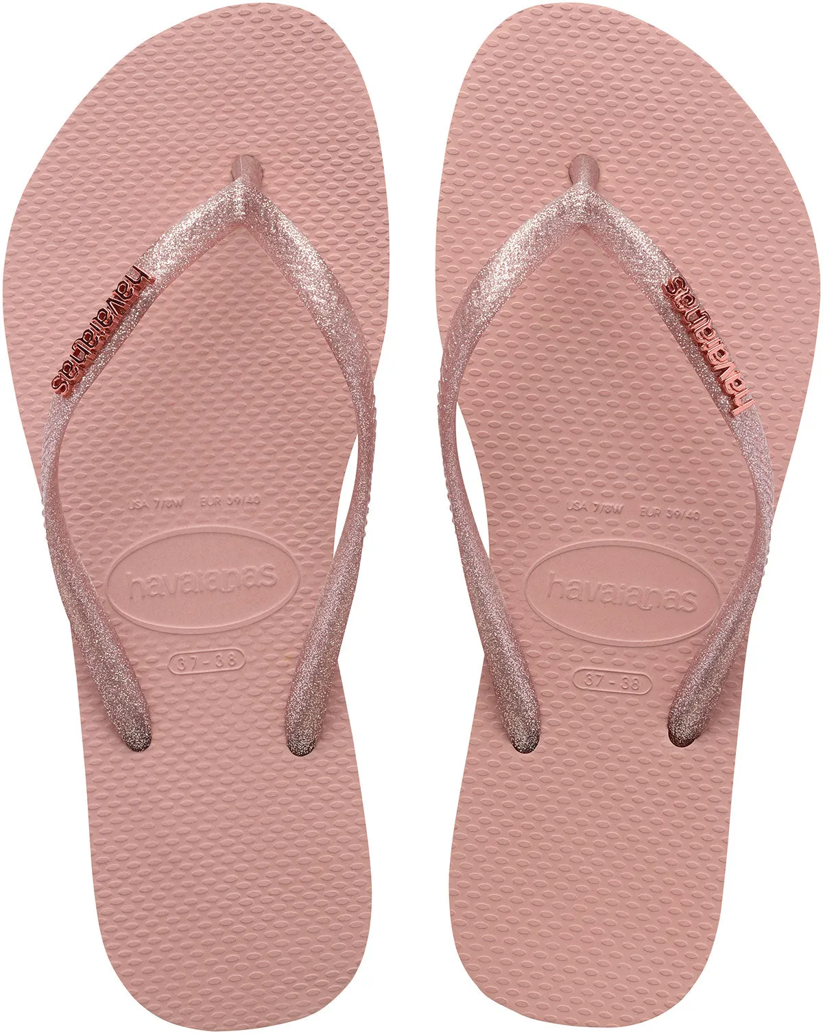 Havaianas Slim Logo Metal In Rose For Women