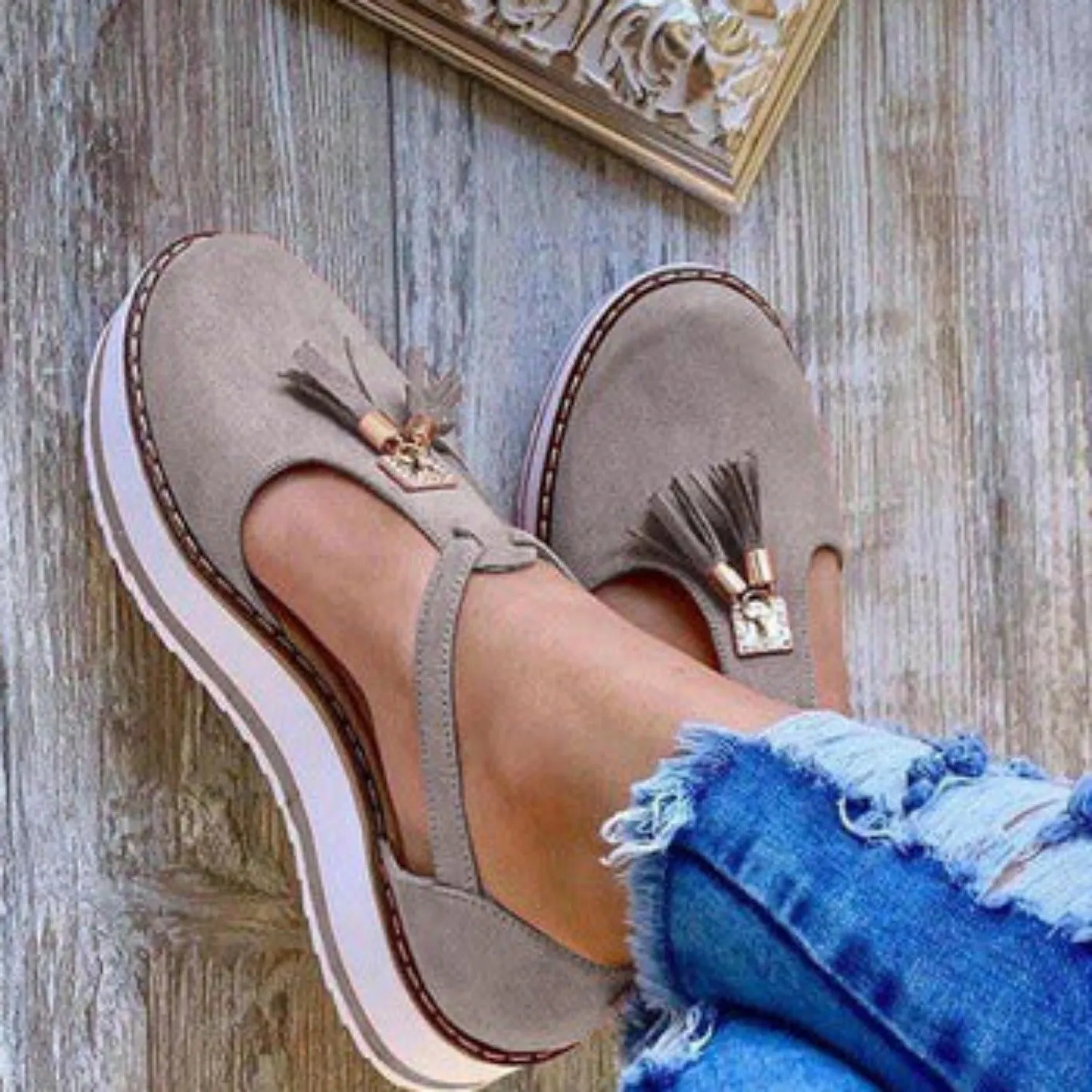 Hemp Buckle Platform Shoes