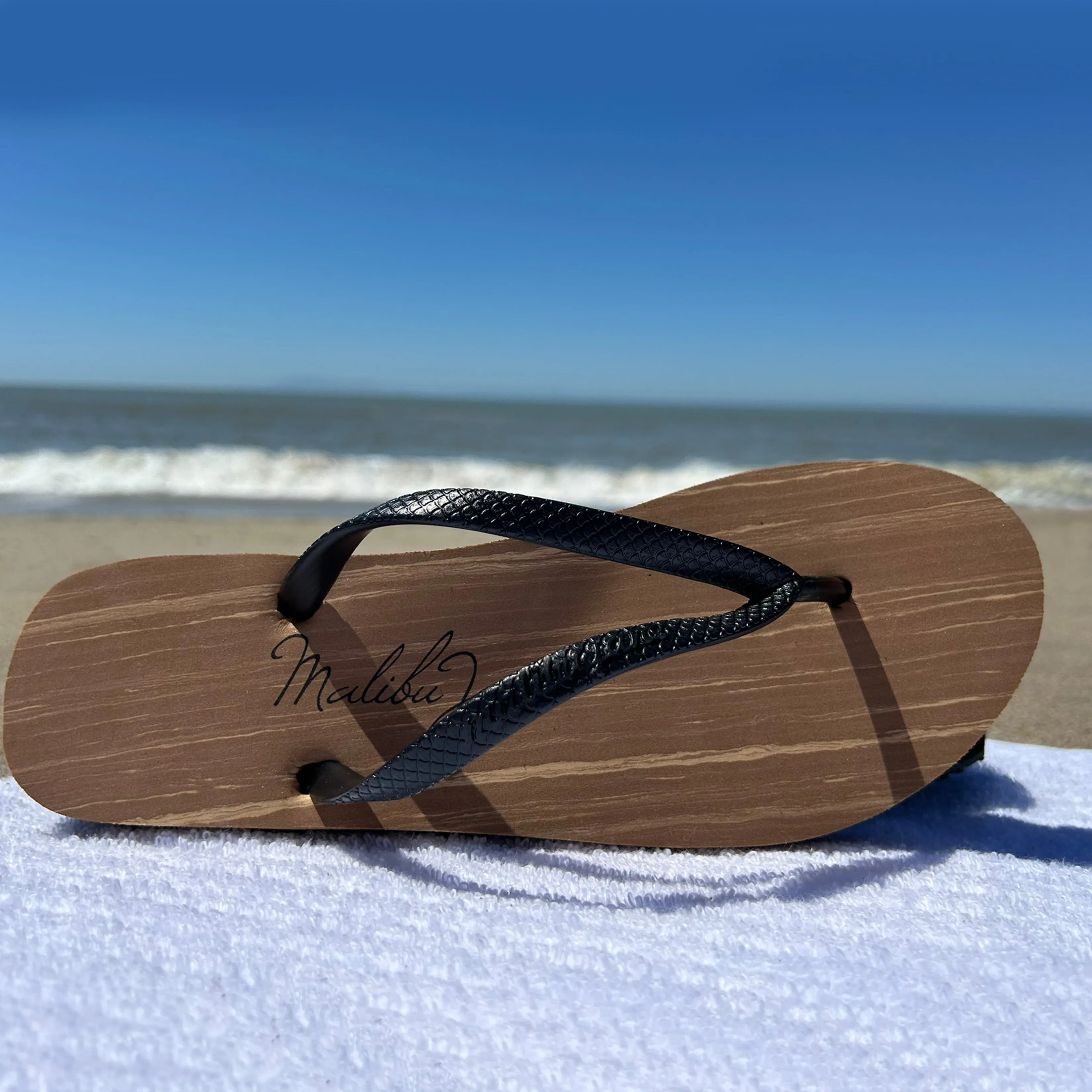 HUNTINGTON FLIP FLOPS WOOD BLACK