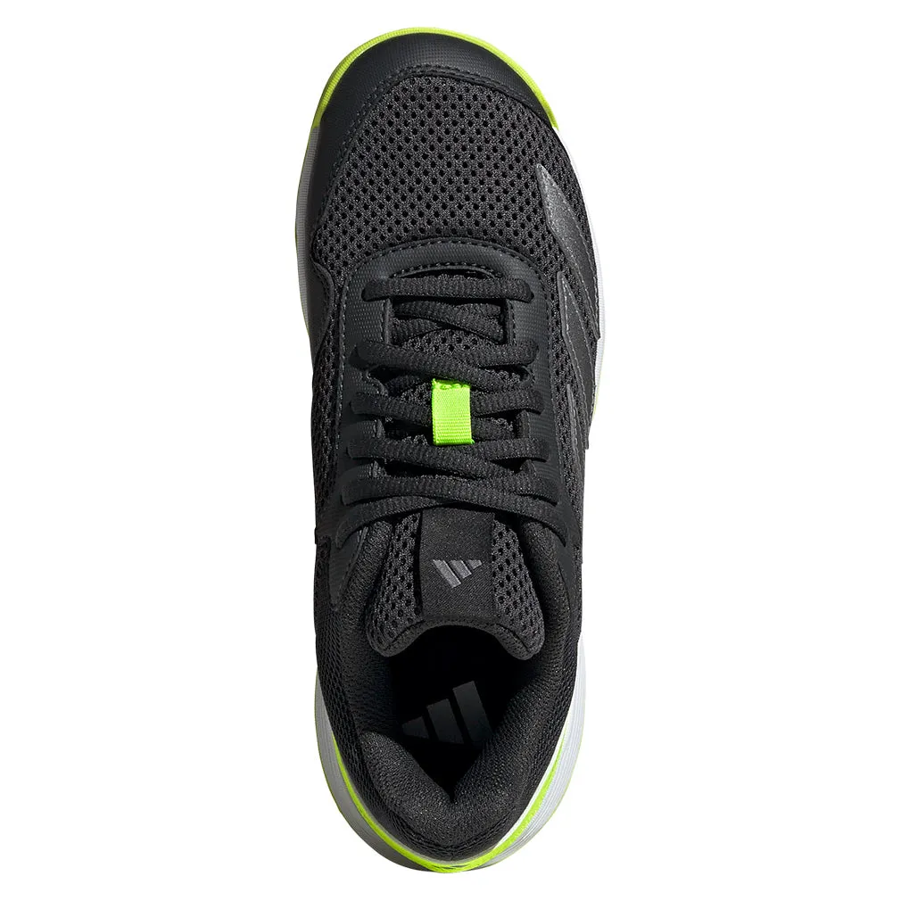 Junior`s Courtflash Tennis Shoes Carbon and Lucid Lemon