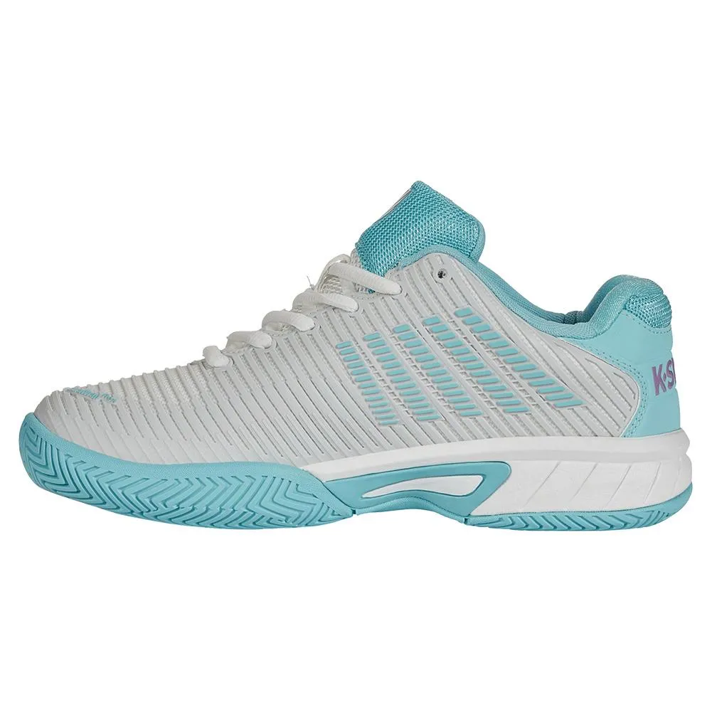 Juniors` Hypercourt Express 2 Tennis Shoes Brilliant White and Angel Blue