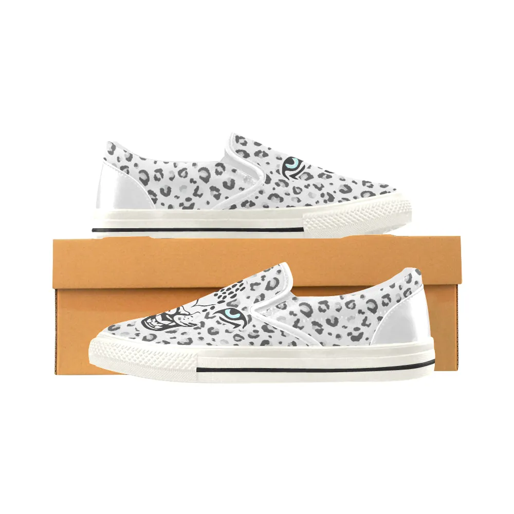 Kids's Snow Leopard Print Slip-on Canvas Shoes