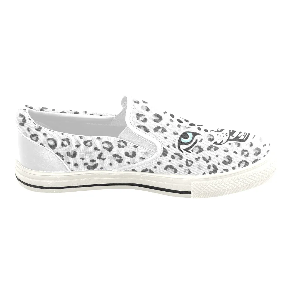 Kids's Snow Leopard Print Slip-on Canvas Shoes