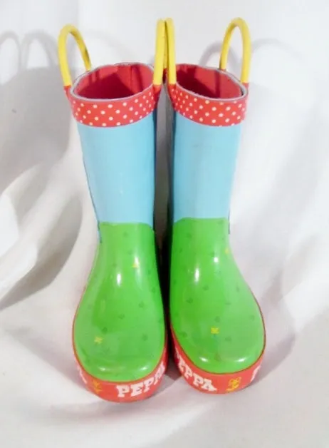 Little Kids Toddler PEPPA PIG Wellies Rain Boots Rainboots Gumboots Shoes 7 Colorful Fun!