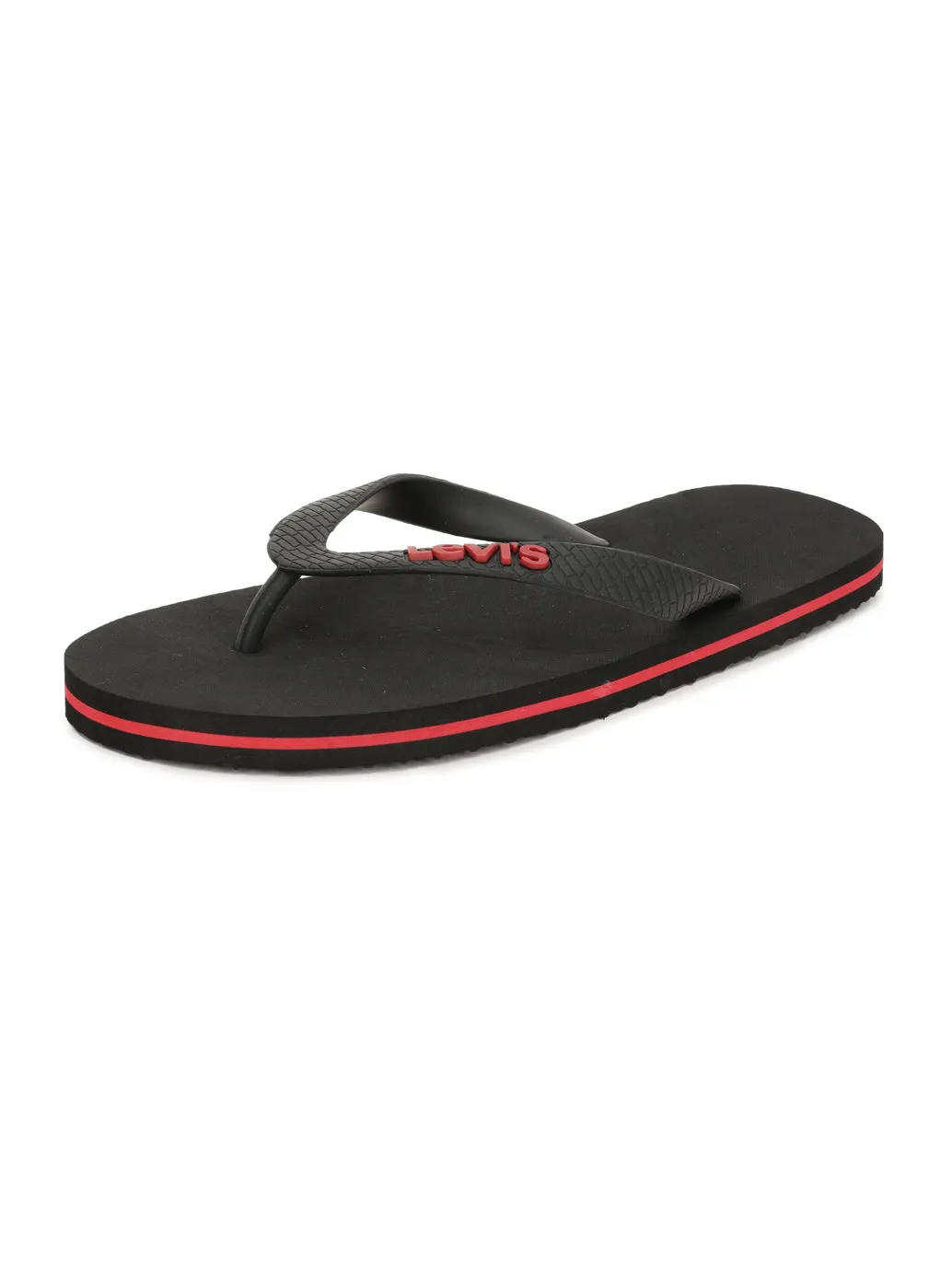 Men's Black Embossed Logo Flip-Flops