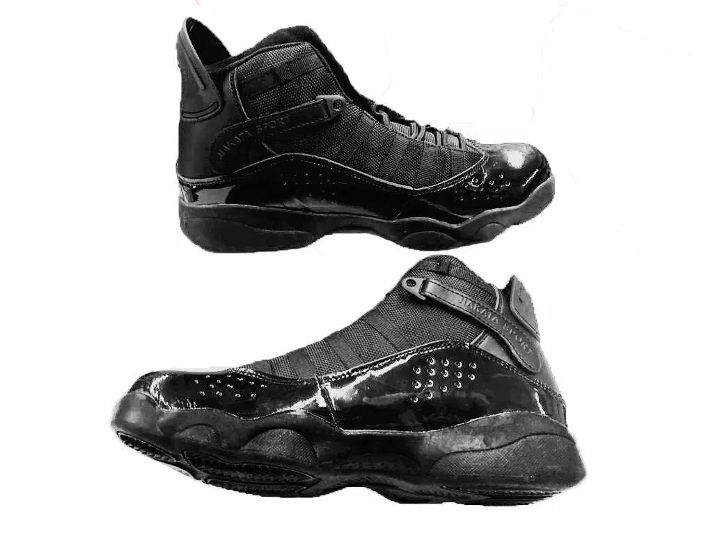 Men's Black High-top basketball Outdoor sneakers sports boots Tennis Shoes w/ Logo(Black)