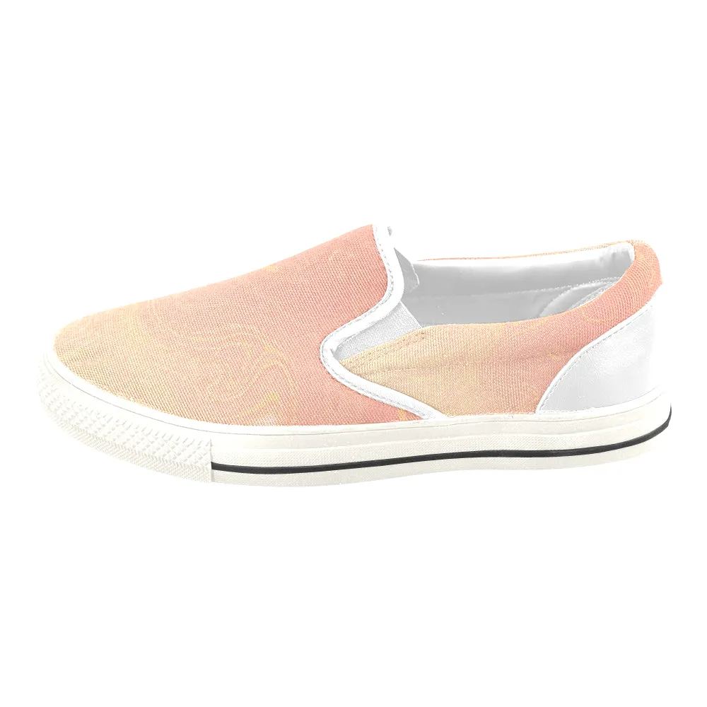 Men's Peach Solid Print Canvas Slip-on Shoes