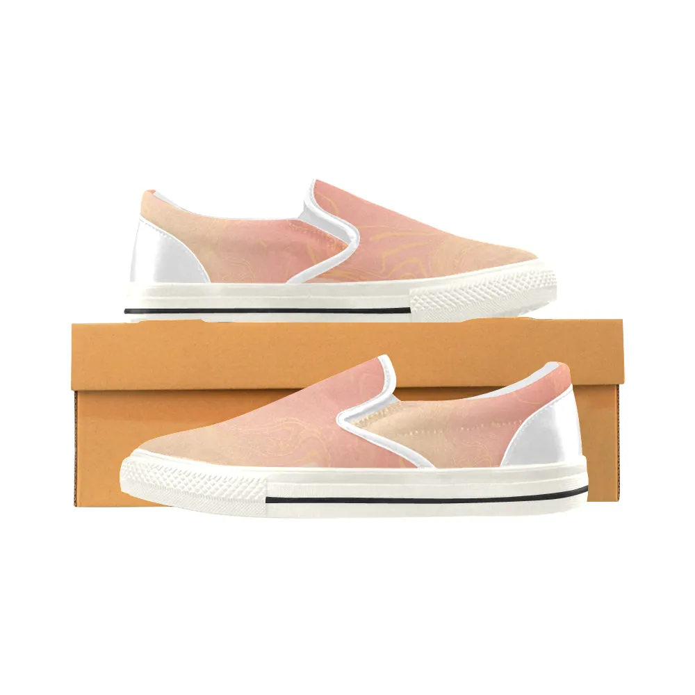 Men's Peach Solid Print Canvas Slip-on Shoes