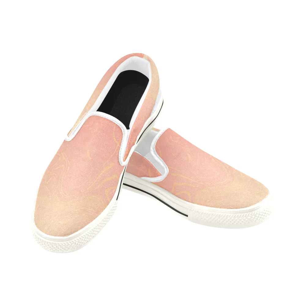 Men's Peach Solid Print Canvas Slip-on Shoes