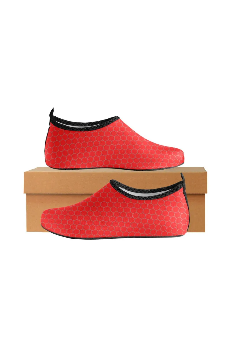 Red Honeycomb Women's Slip-On Water Shoes