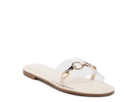 SCOTH -  Clear Buckled Quilted Slides / Flat sandals for women