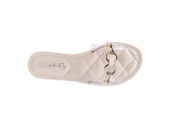 SCOTH -  Clear Buckled Quilted Slides / Flat sandals for women