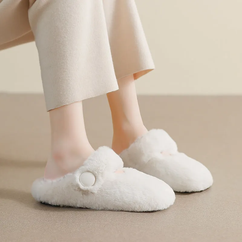 Women Minimalist Soft Fur Flat Casual Slippers