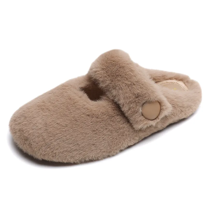 Women Minimalist Soft Fur Flat Casual Slippers