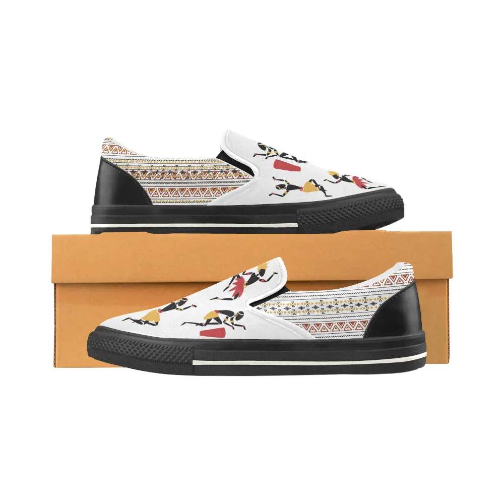 Women's Dancing Silhouette Tribal Print Slip-on Canvas Shoes