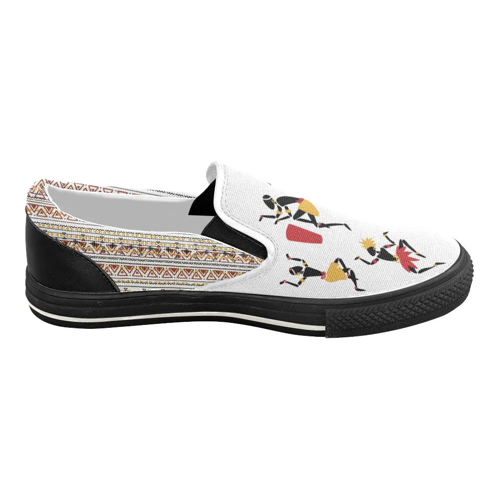 Women's Dancing Silhouette Tribal Print Slip-on Canvas Shoes