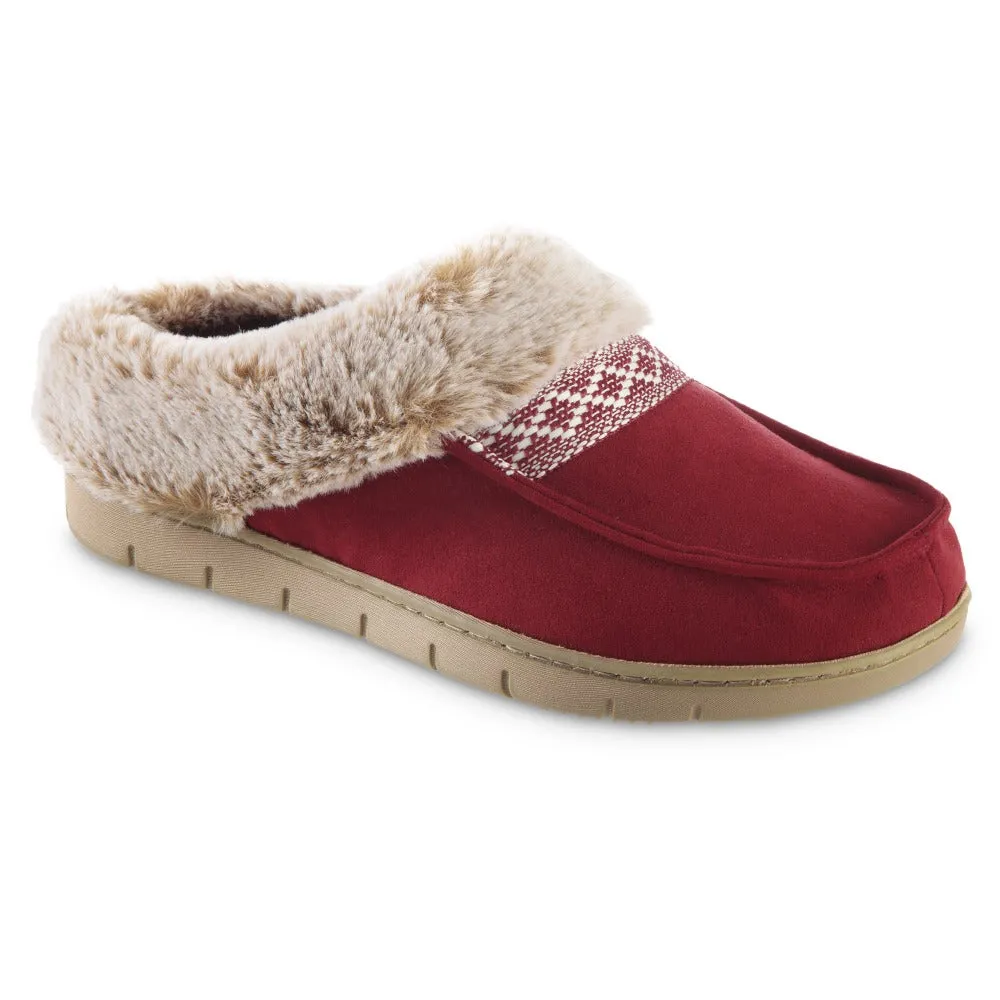 Women's Microsuede and Faux Fur Clog Slippers