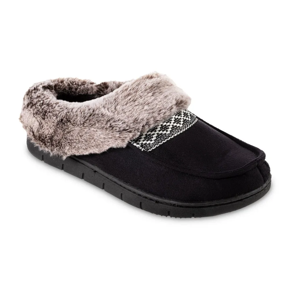 Women's Microsuede and Faux Fur Clog Slippers