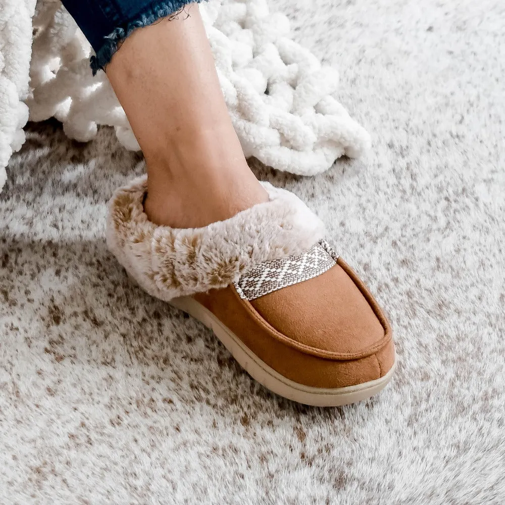 Women's Microsuede and Faux Fur Clog Slippers