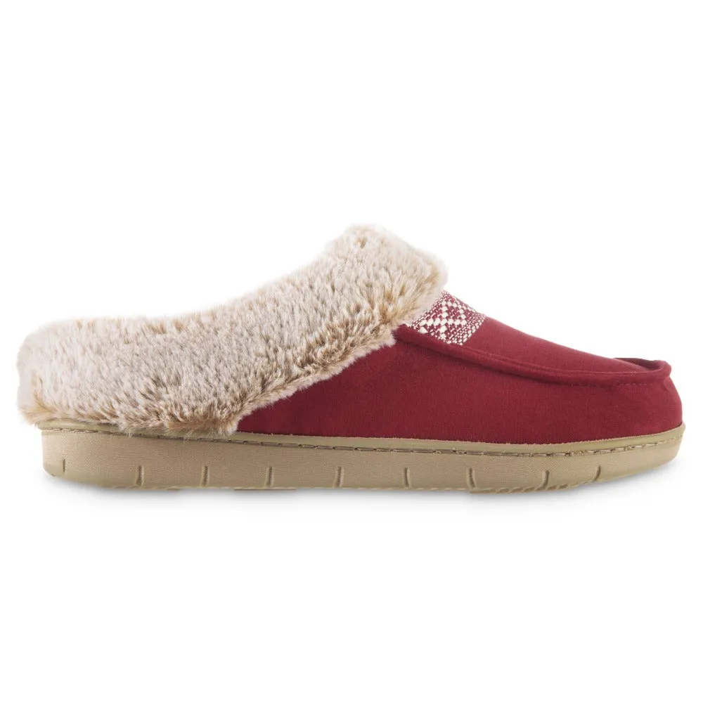 Women's Microsuede and Faux Fur Clog Slippers