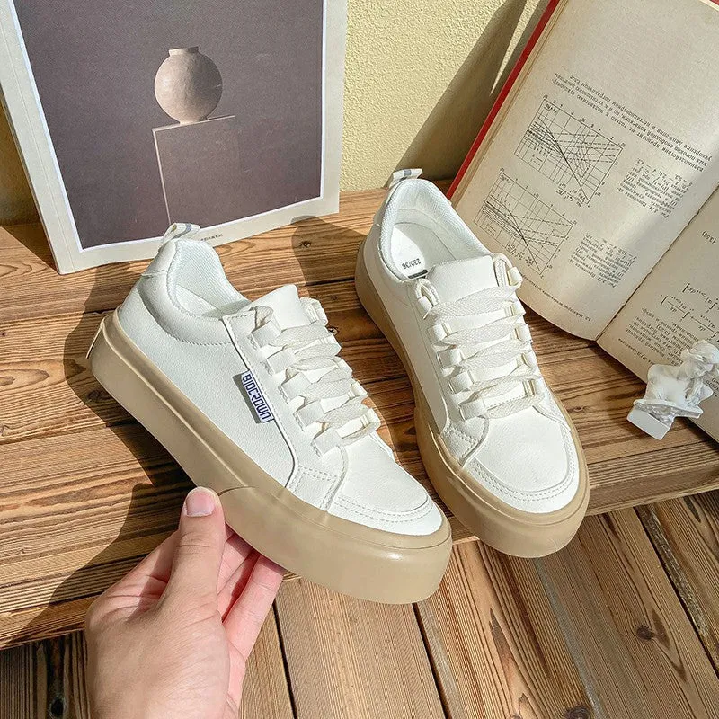 Women's Niche White Fashionable Sports Platform Canvas Shoes