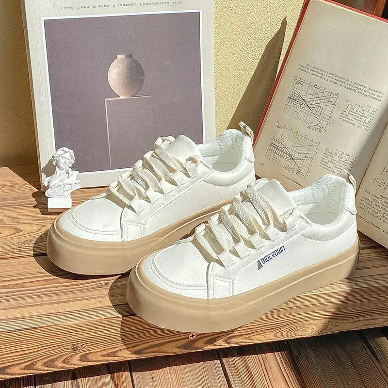 Women's Niche White Fashionable Sports Platform Canvas Shoes