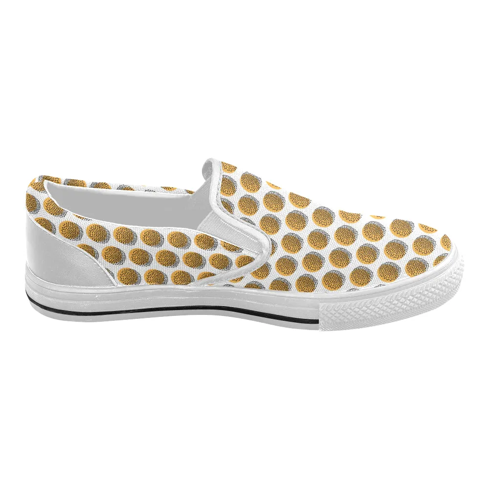 Women's Sunflower Polka Print Canvas Slip-on Shoes