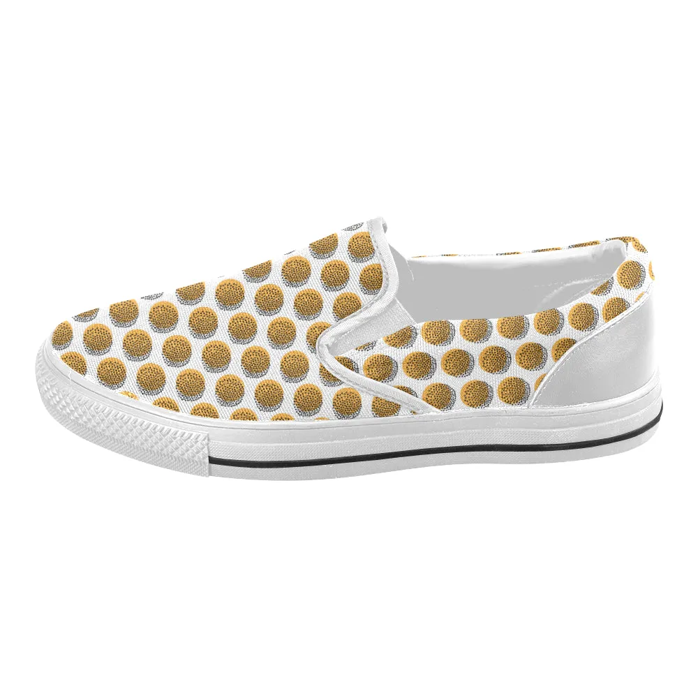 Women's Sunflower Polka Print Canvas Slip-on Shoes