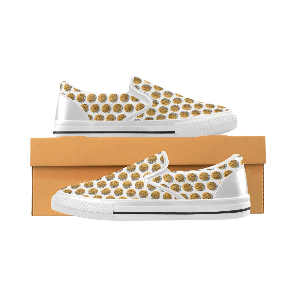 Women's Sunflower Polka Print Canvas Slip-on Shoes