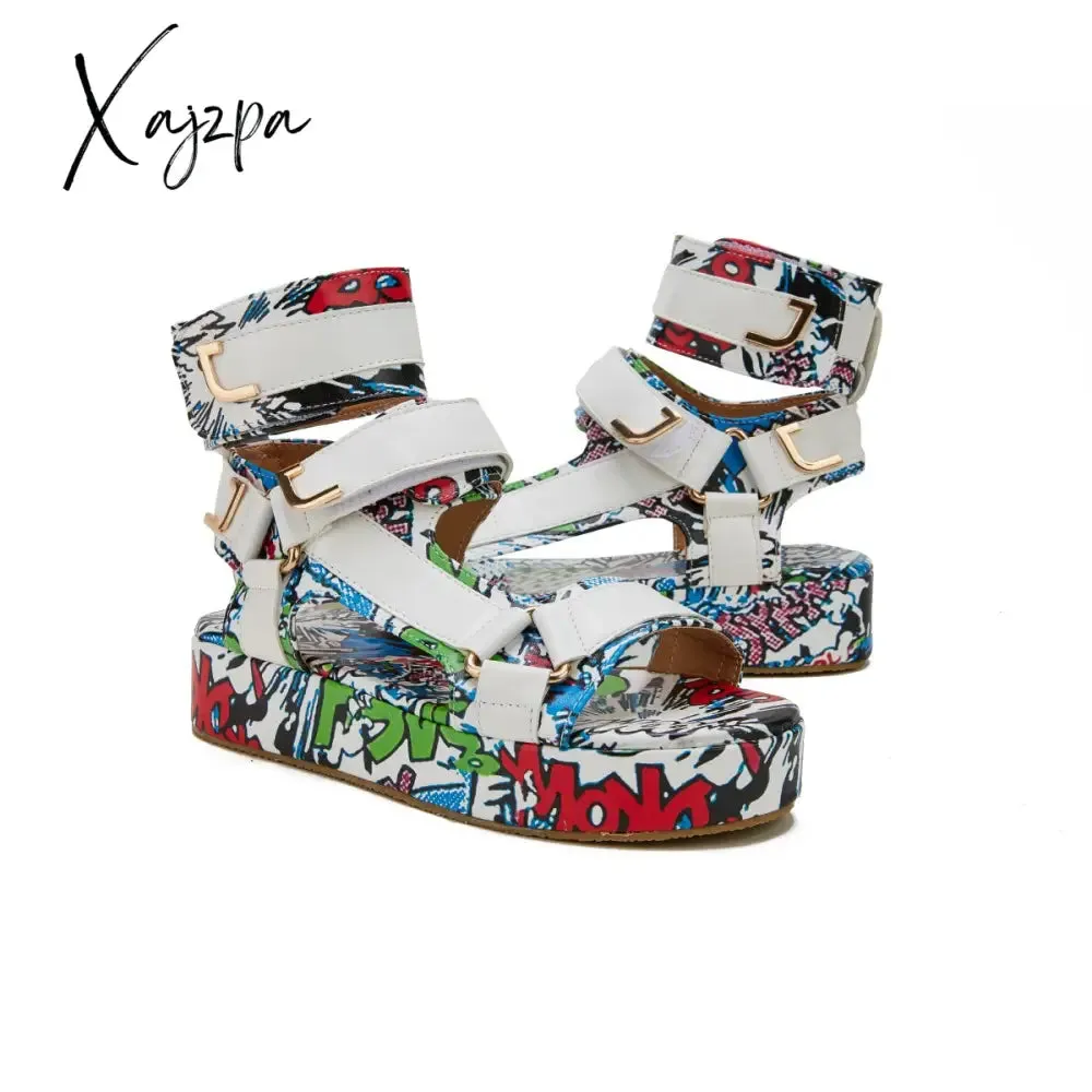 Xajzpa - Womens Summer Sandals Vintage Graffiti Platforms Sandals